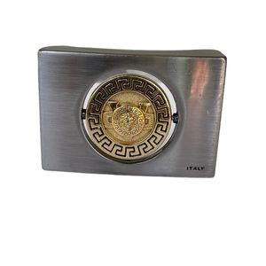 Convertible Silver Tone Belt Buckle Engraved with ITALY
